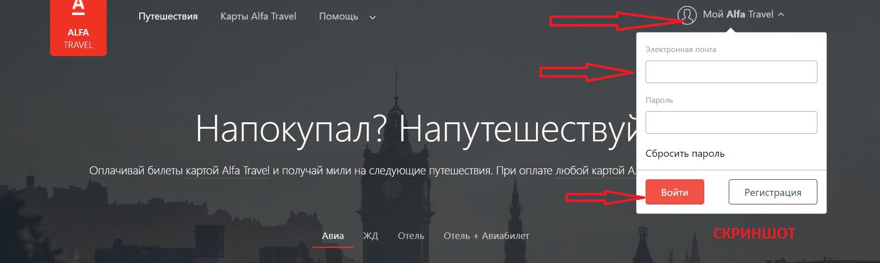 альфа банк - «alfa travel» скриншот с текстом
