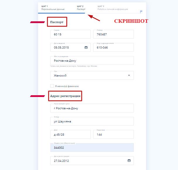 введите паспортные данные